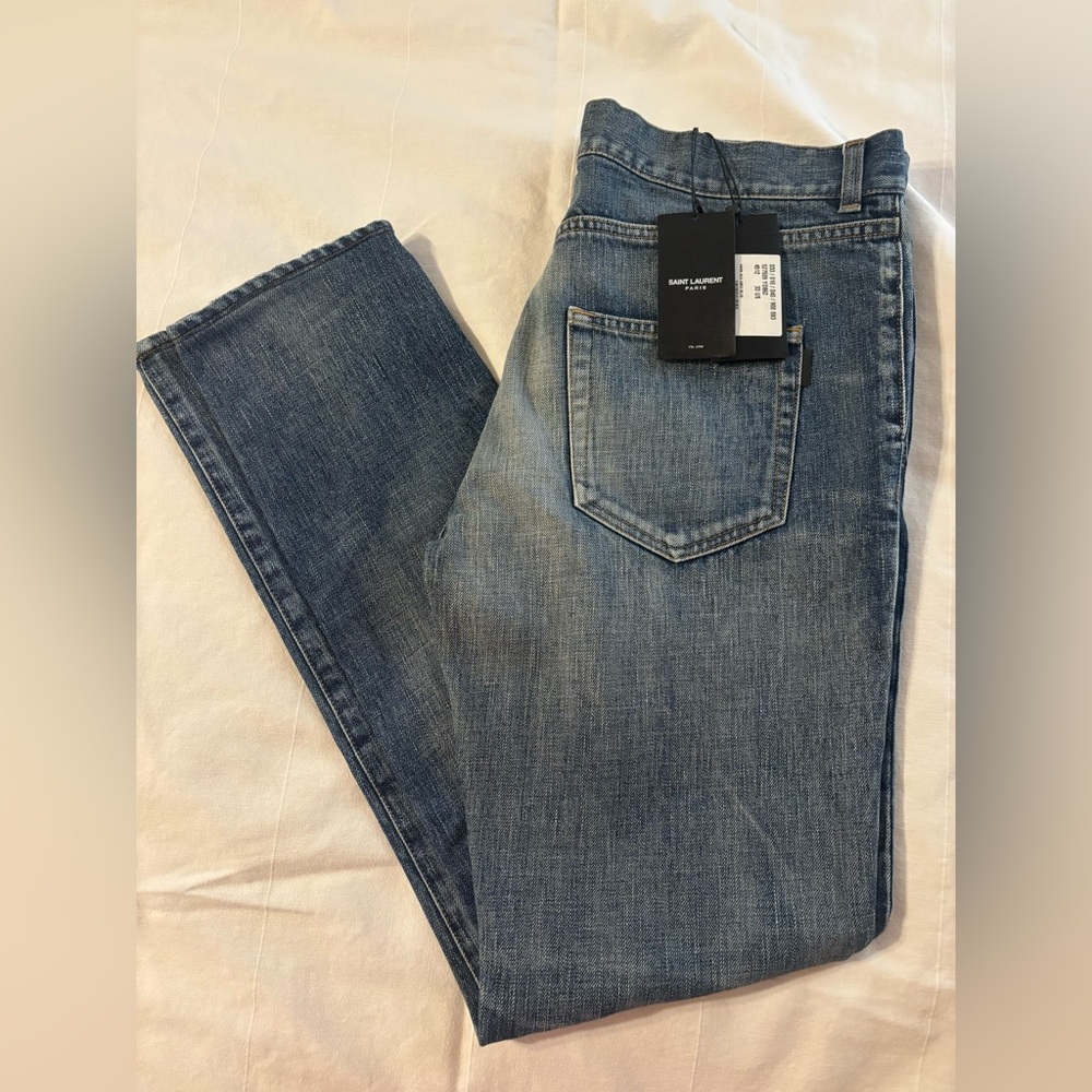 Saint Laurent Men's Faded Blue Slim Jeans